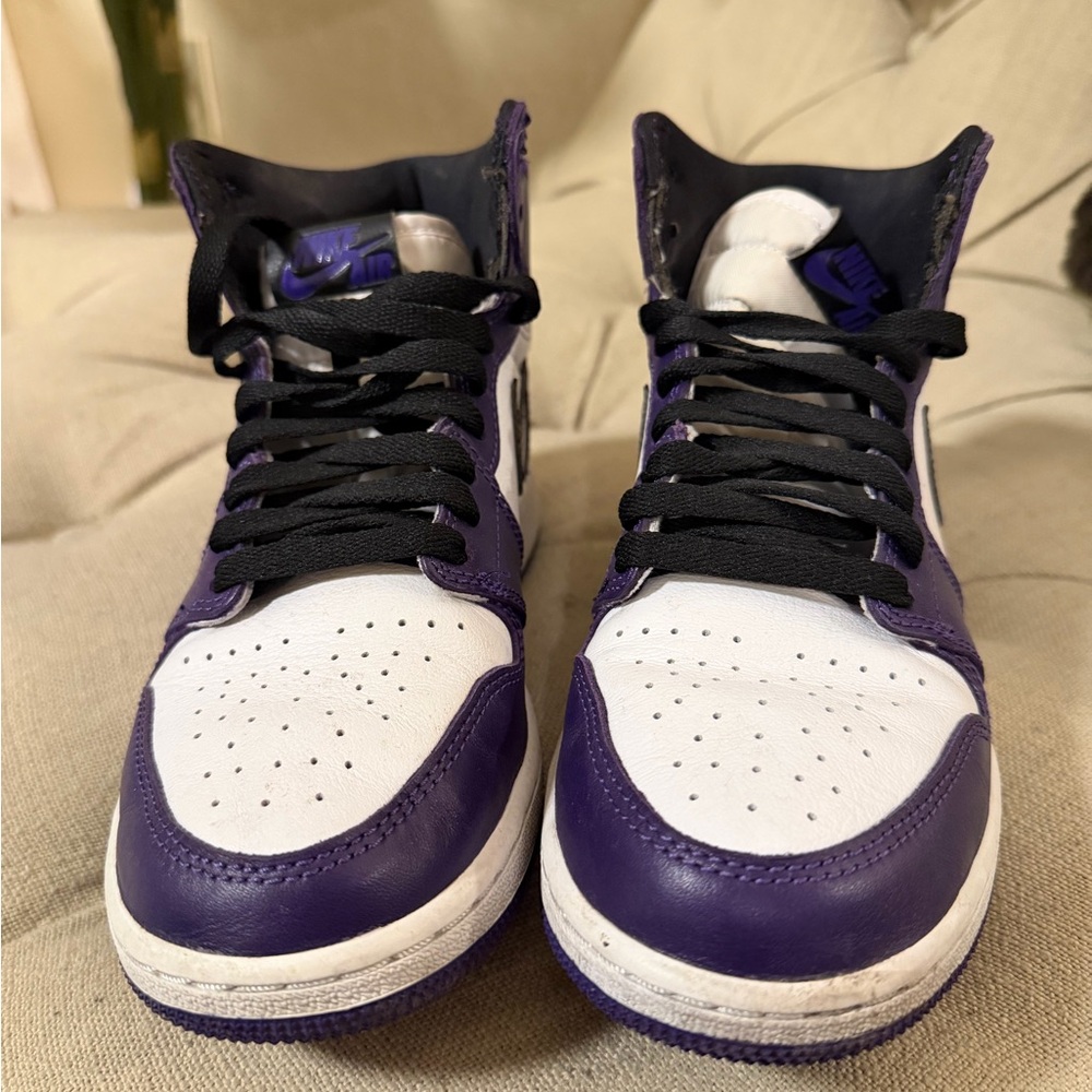 Purple and White High-Top Sneakers - Picture 5 of 5